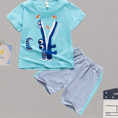 Boys Crocodile Eating Fish T-shirt & Shorts Set