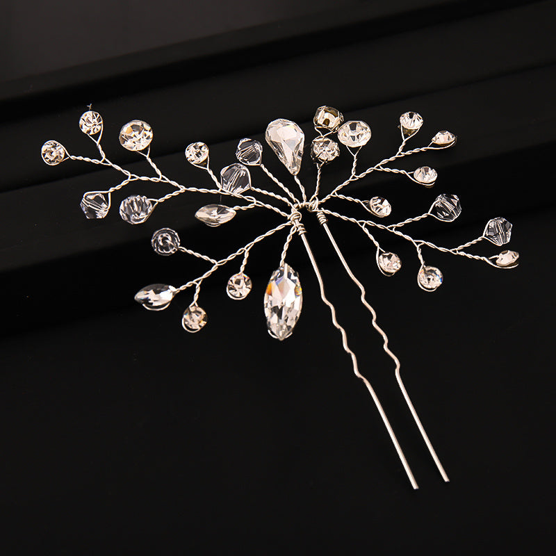 Crystal Bride Wedding Hair Pins Rhinestone Flower Hair Piece