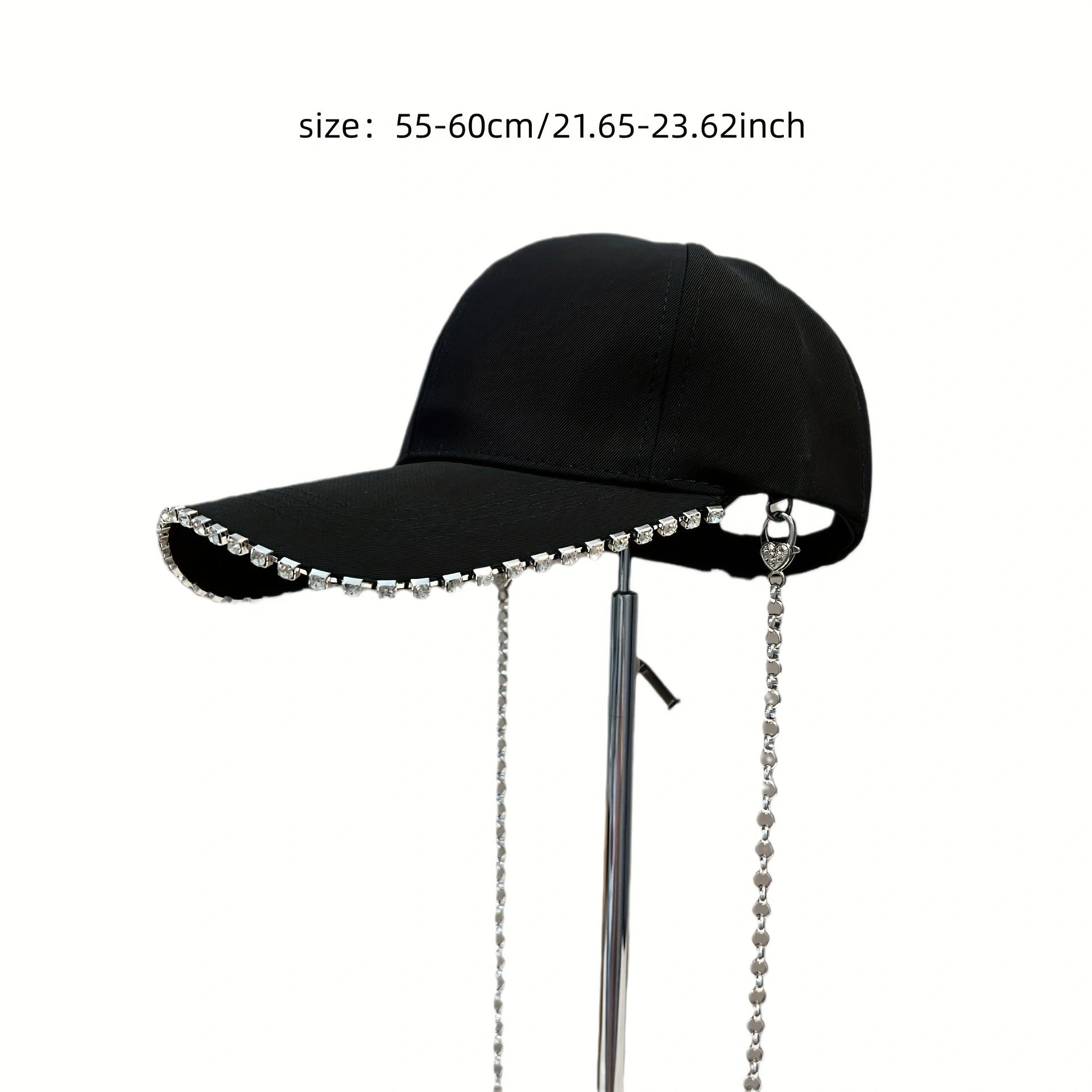 Rhinestone Chain Decor Baseball Cap Hip Hop Sun Hat & Adjustable Couple Dad Hats