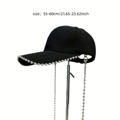 Rhinestone Chain Decor Baseball Cap Hip Hop Sun Hat & Adjustable Couple Dad Hats
