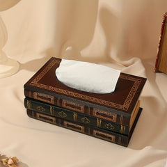 Wooden Painted Three fold Book Shaped Tissue Box