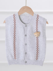 Kids Bear Decor Knitted Sweater Gentleman Vest for Autumn
