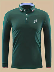 Musical Note Print Men's Lightweight Polo Shirt