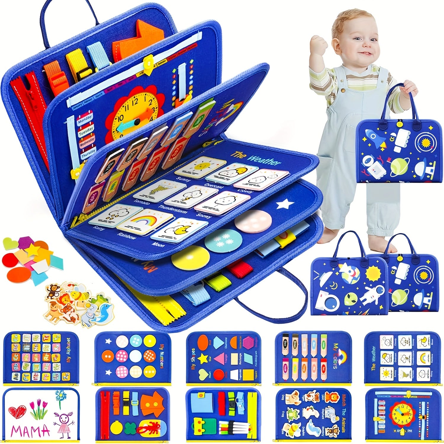 Busy Board for Toddlers 12 in 1 Sensory Toy