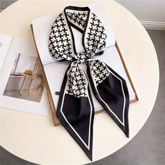 Geometric Print Silk Necktie & Hair Band Set