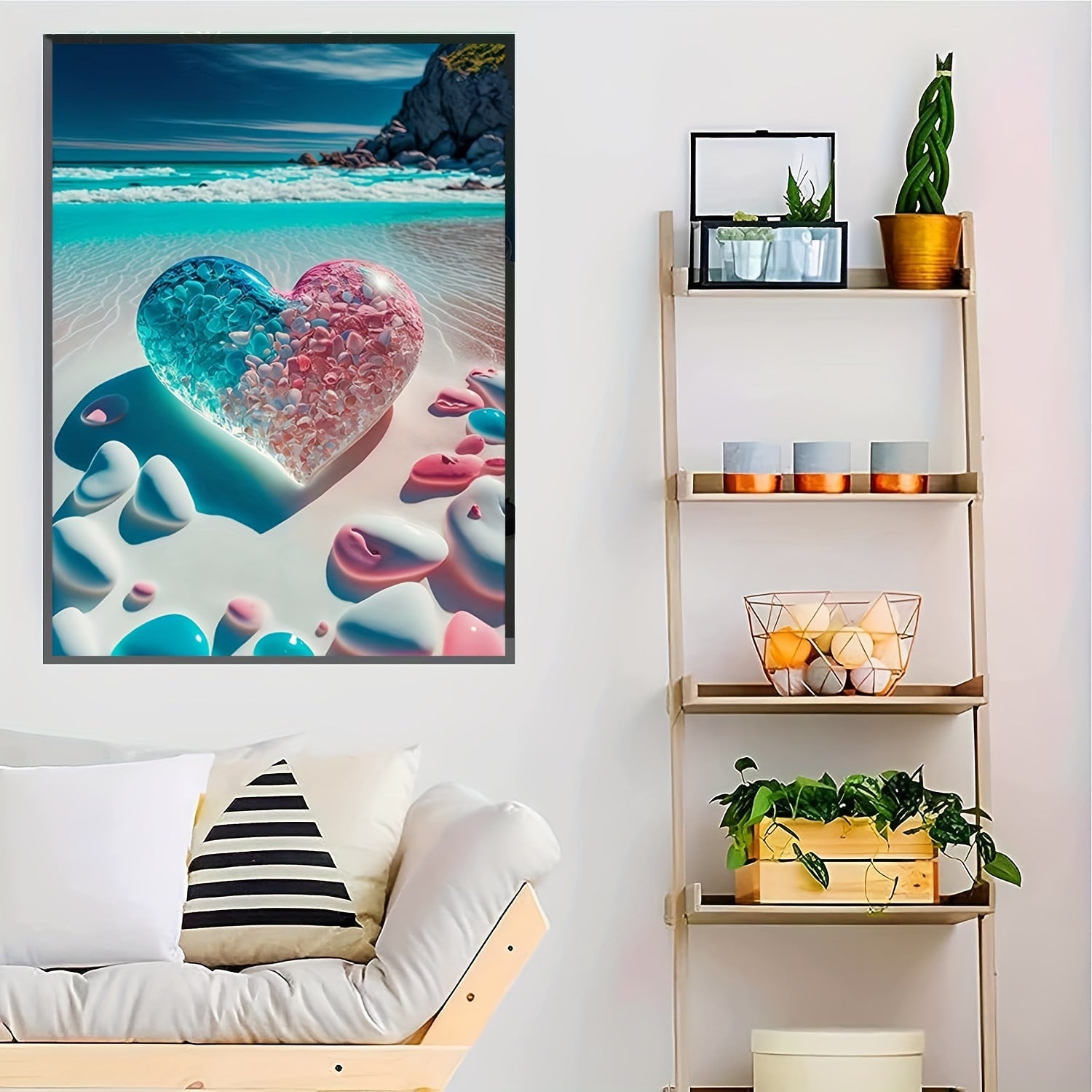 5D Diamond Painting Seashore Heart Stone Embroidery Kit
