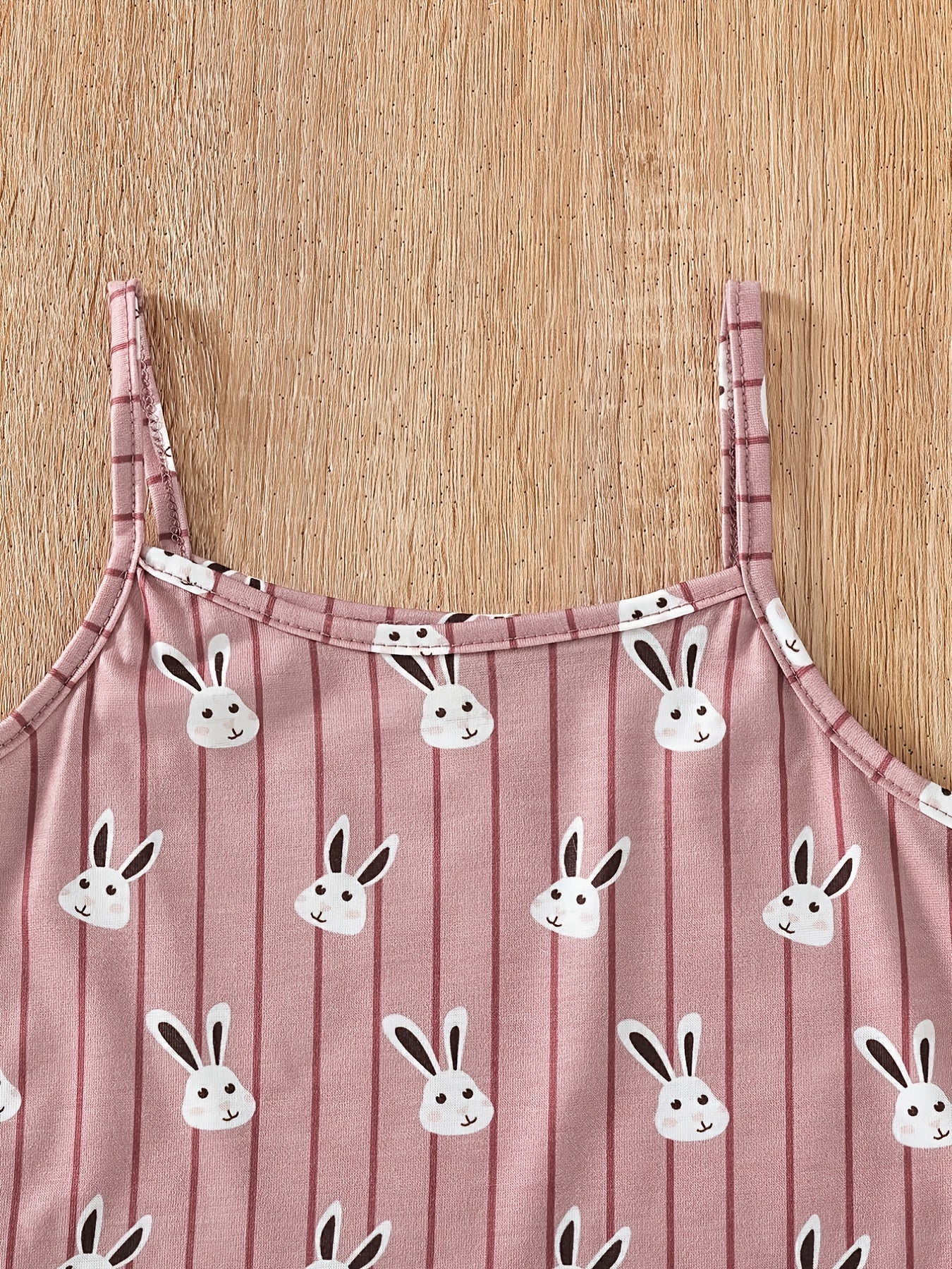 Girls Rabbit Print Pajama Set Cami Top and Shorts