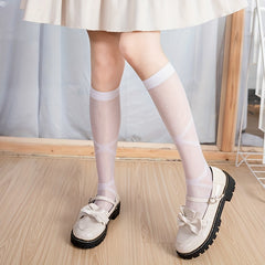 Polka Dot Mesh Calf Socks Lolita Knee High Socks