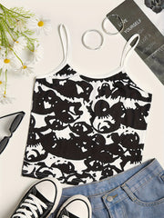 Print Cami Top Crew Neck Sleeveless Summer Top Women's Clothing