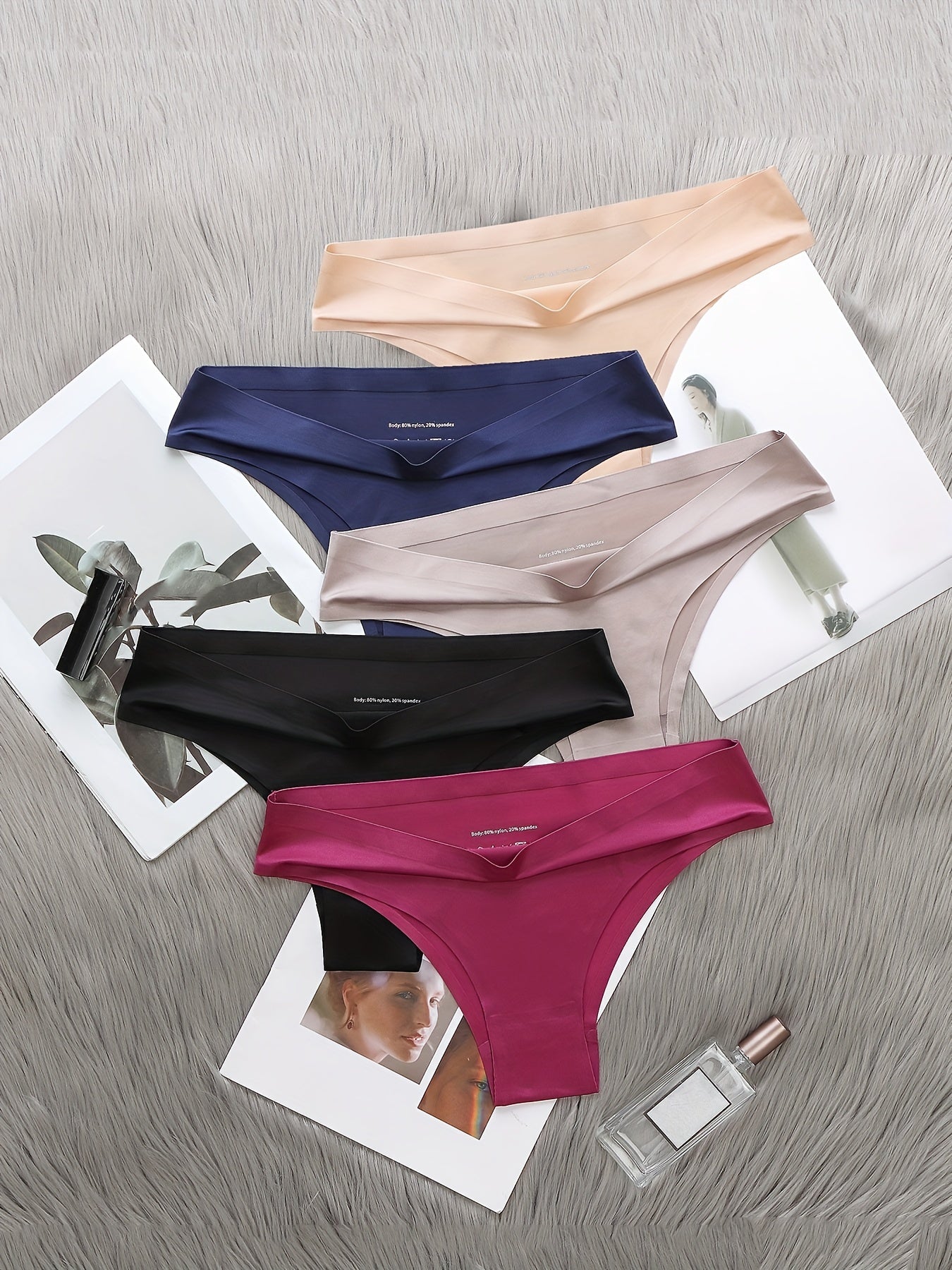 5 Pack Plus Size Seamless Low Waist Panties Set