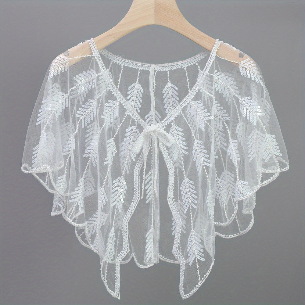 1920s Beaded Sequin Shawl Flapper Cape