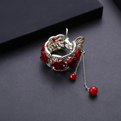 Chinese Style Rose Hair Clip Alloy Hairpin Decorated With Rhinestones Tassel