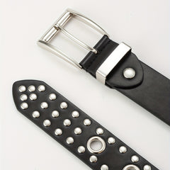 Men's Western Full Body Jack Dress Belt Casual Studded Buckle PU Belt