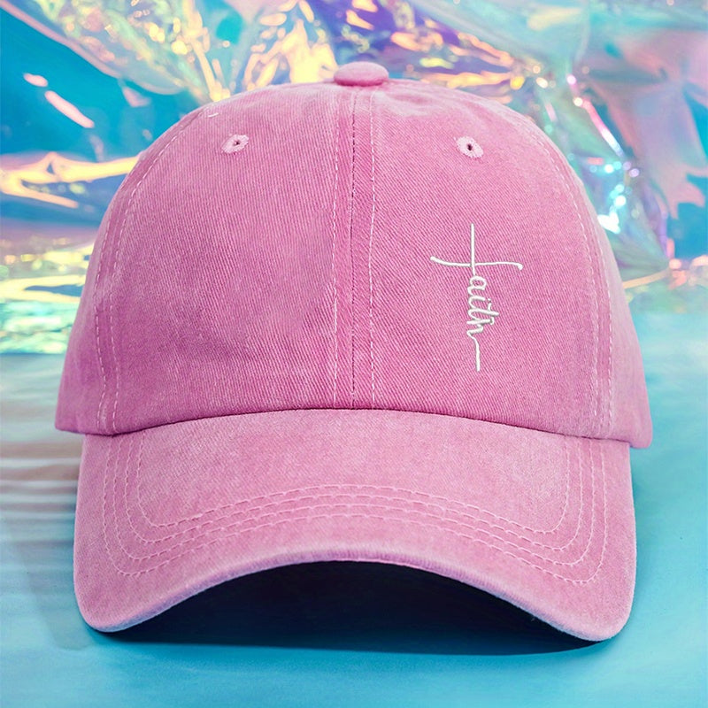 Faith Cross Embroidered Baseball Cap Distressed Unisex Dad Hat Sun Hats