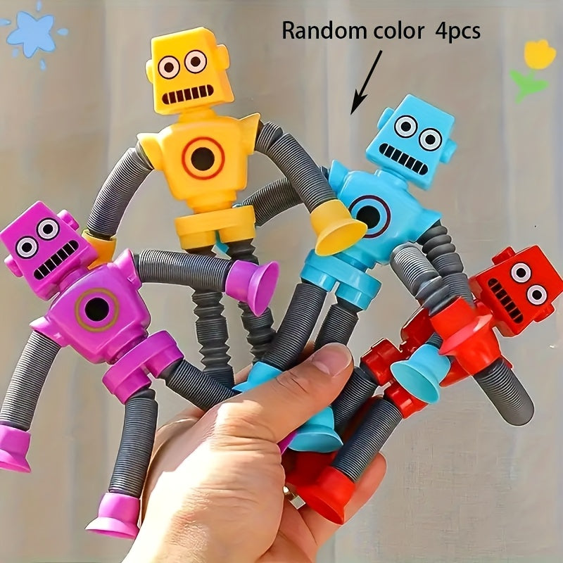 4pcs Colorful DIY Robot Toys with Suction Cups in Purple Red Yellow