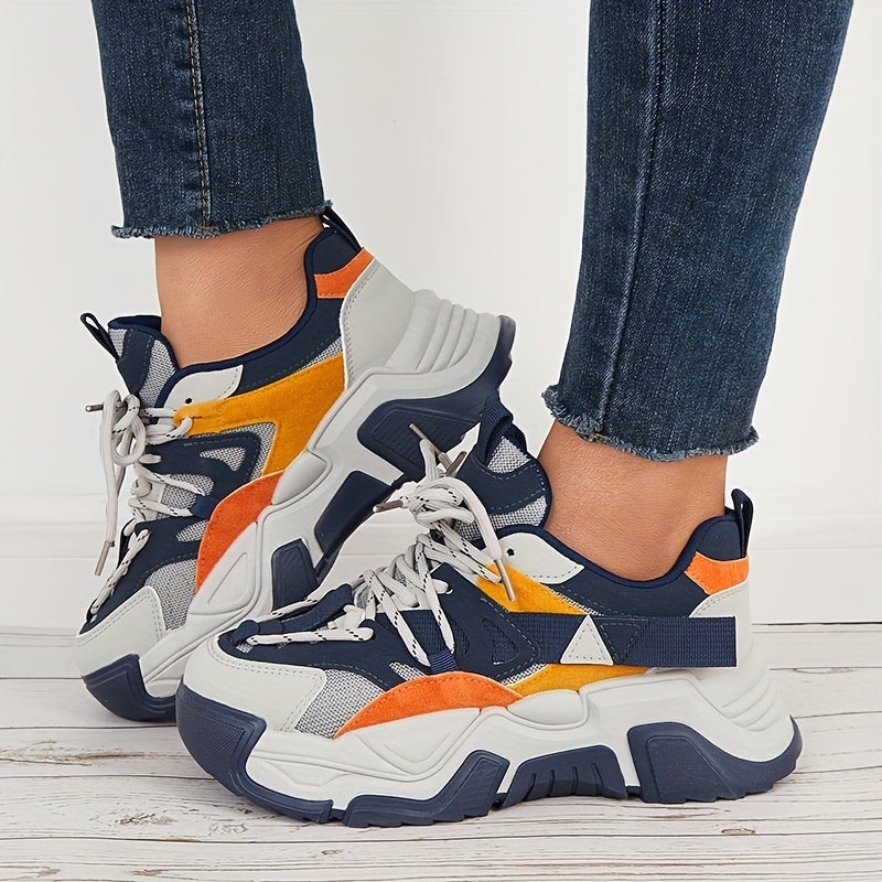 Women's Stylish Block Thick Bottom Sneakers Lightweight Sports Shoes