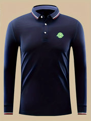 Symbol Print Men's Casual Button Up Lightweight Polo Shirt