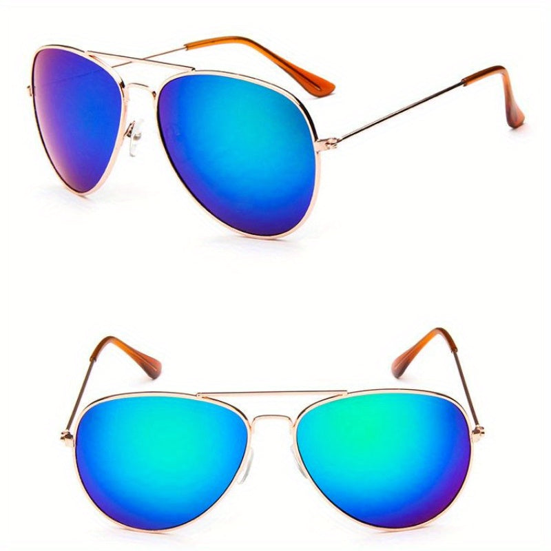 Double Bridge Classic Metal Coated Sunglasses UV 400 Circular Men's Driving