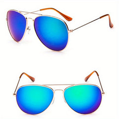 Double Bridge Classic Metal Coated Sunglasses UV 400 Circular Men's Driving
