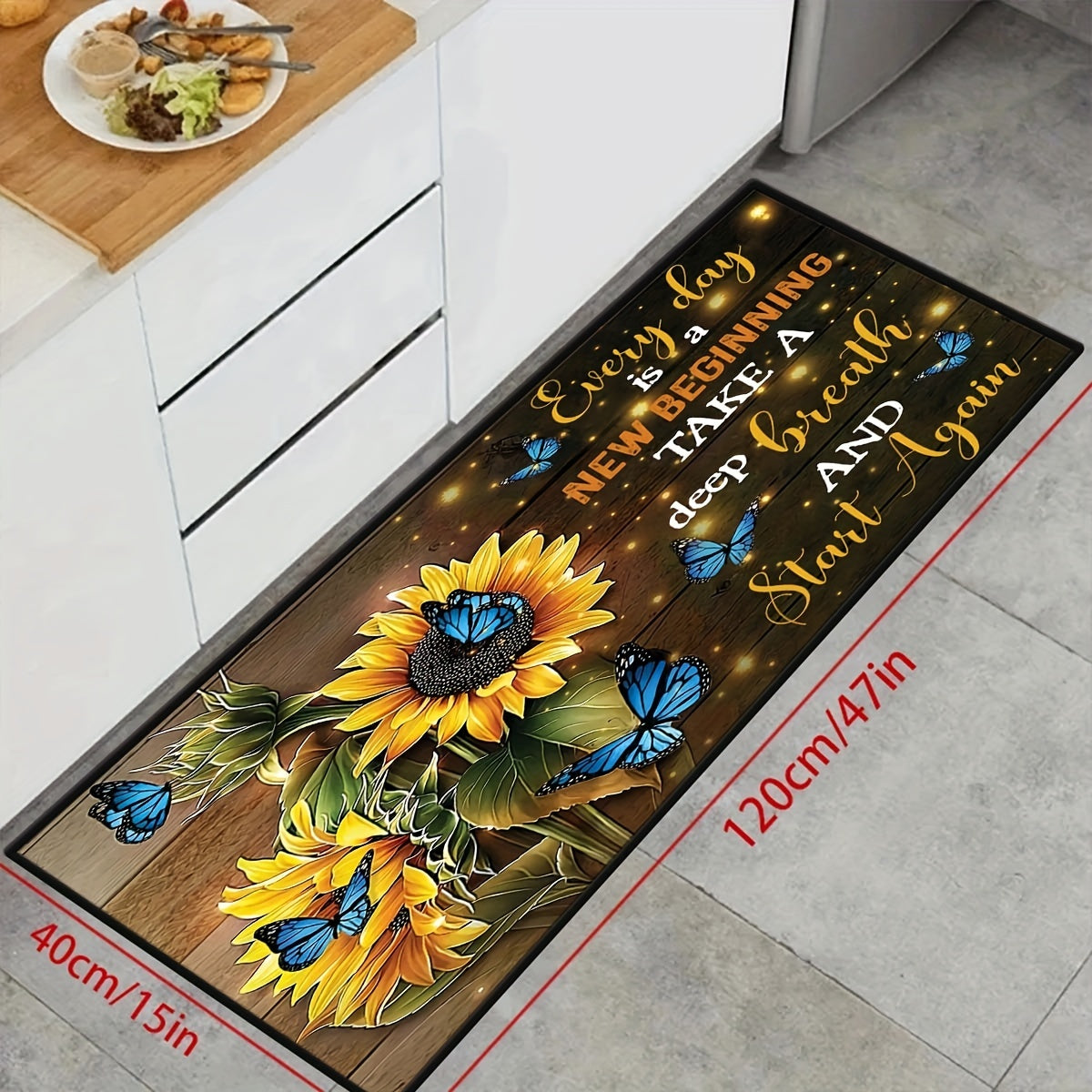 Stylish Sunflower & Butterfly Floor Mat