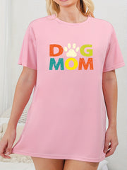 Casual Nightdress Women's Plus Paw & Letter Print Sleep Dress
