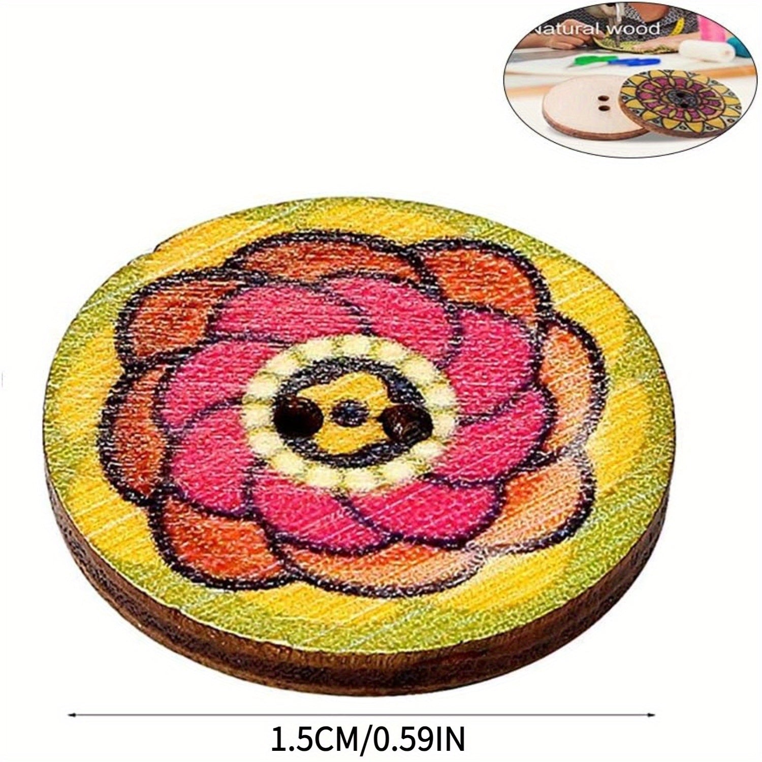 100pcs Vintage Wooden Round Buttons for Crafts Sewing Shirts Bags