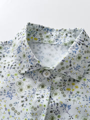 Baby Toddler Boy Floral Shirt Bowtie Suspender Pants Outfit