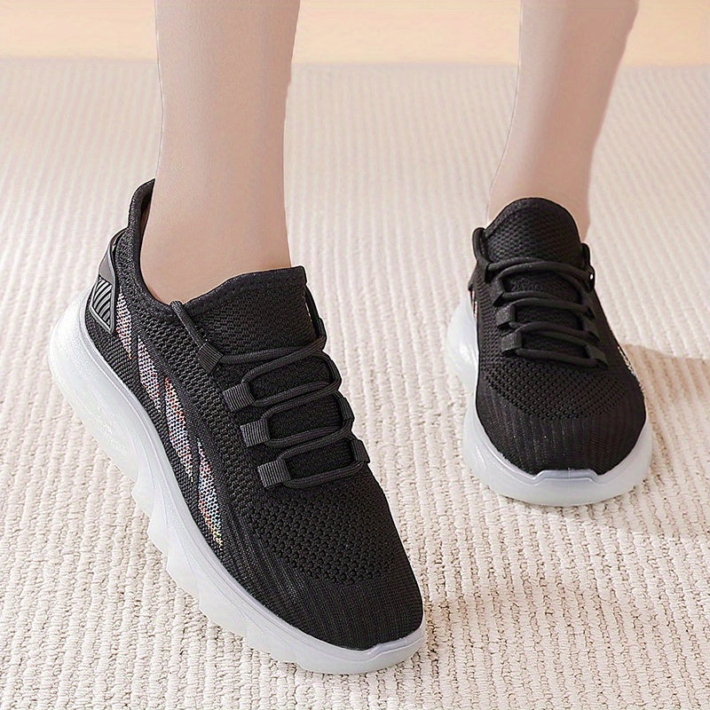 Women's Knitted Sports Shoes Lace Up Running Tennis Sneakers