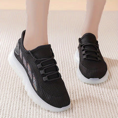Women's Knitted Sports Shoes Lace Up Running Tennis Sneakers