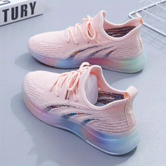 Stripe Walking Shoes Thick Sole Comfort Sneakers Women's Footwear