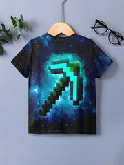 Kids 3D Print Casual T shirt Building Block Tees Street Wear