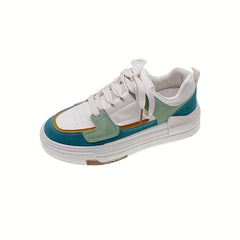Colorblock Platform Skate Shoes Lace Up Trainers