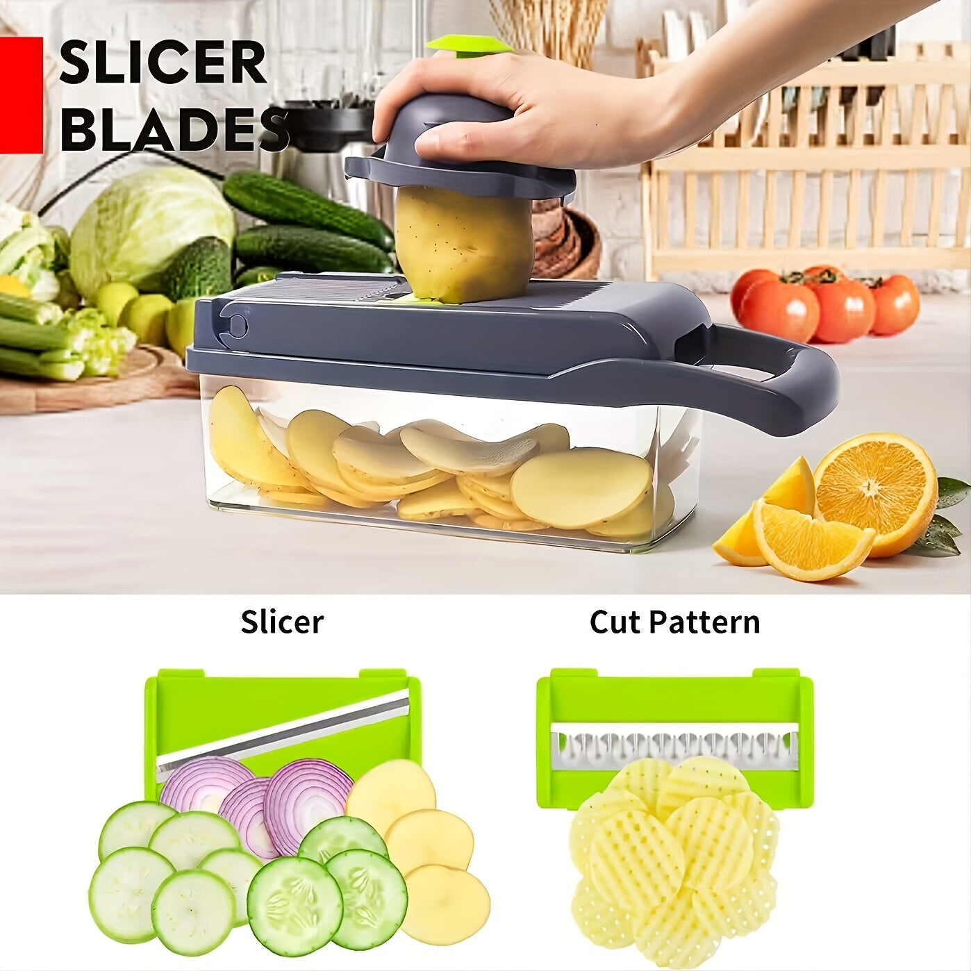 15-in-1 Vegetable Onion Chopper Kitchen Food Cutter With Container