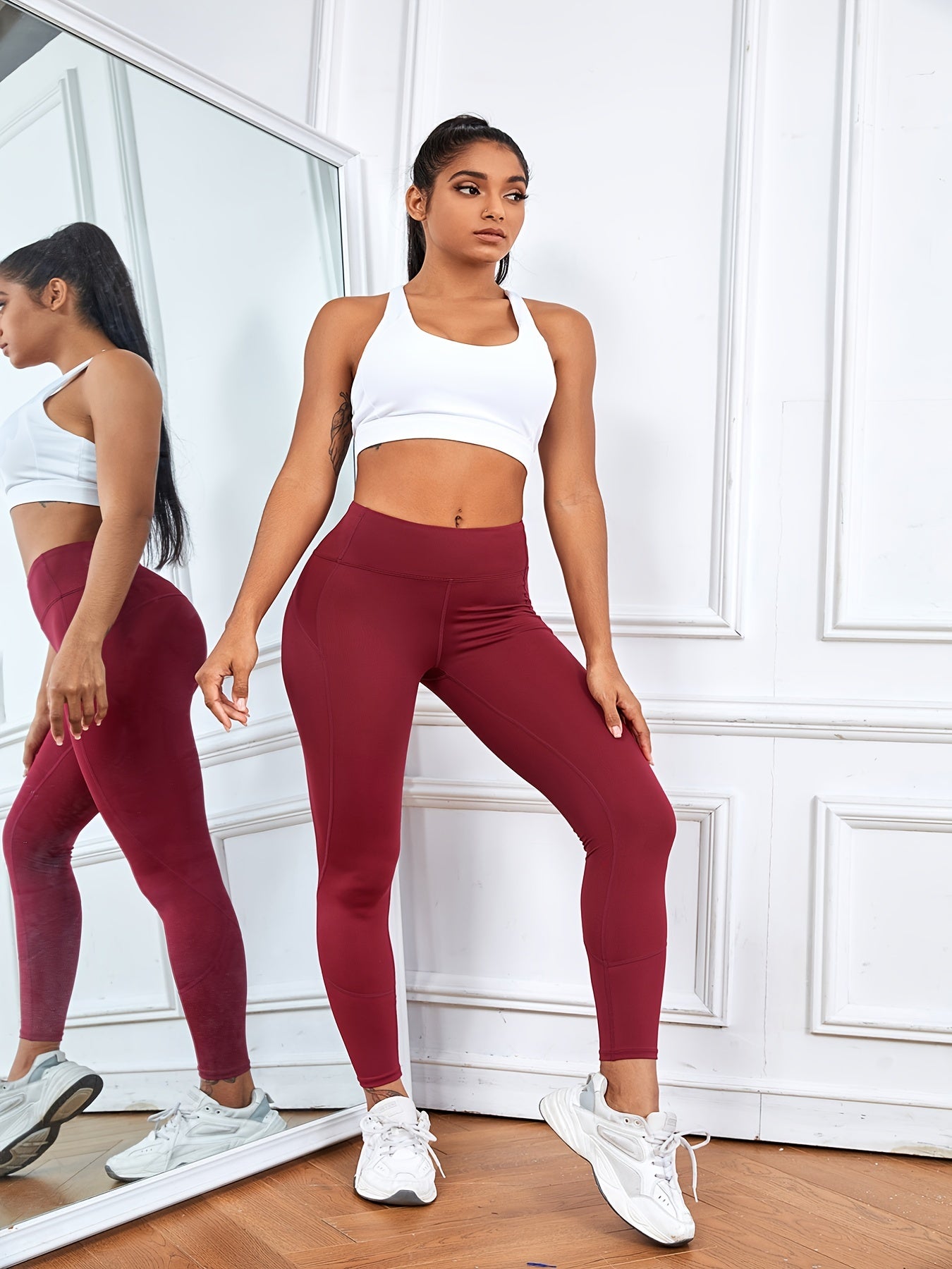 High Waist Yoga Pants Solid Running Workout Leggings