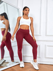 High Waist Yoga Pants Solid Running Workout Leggings