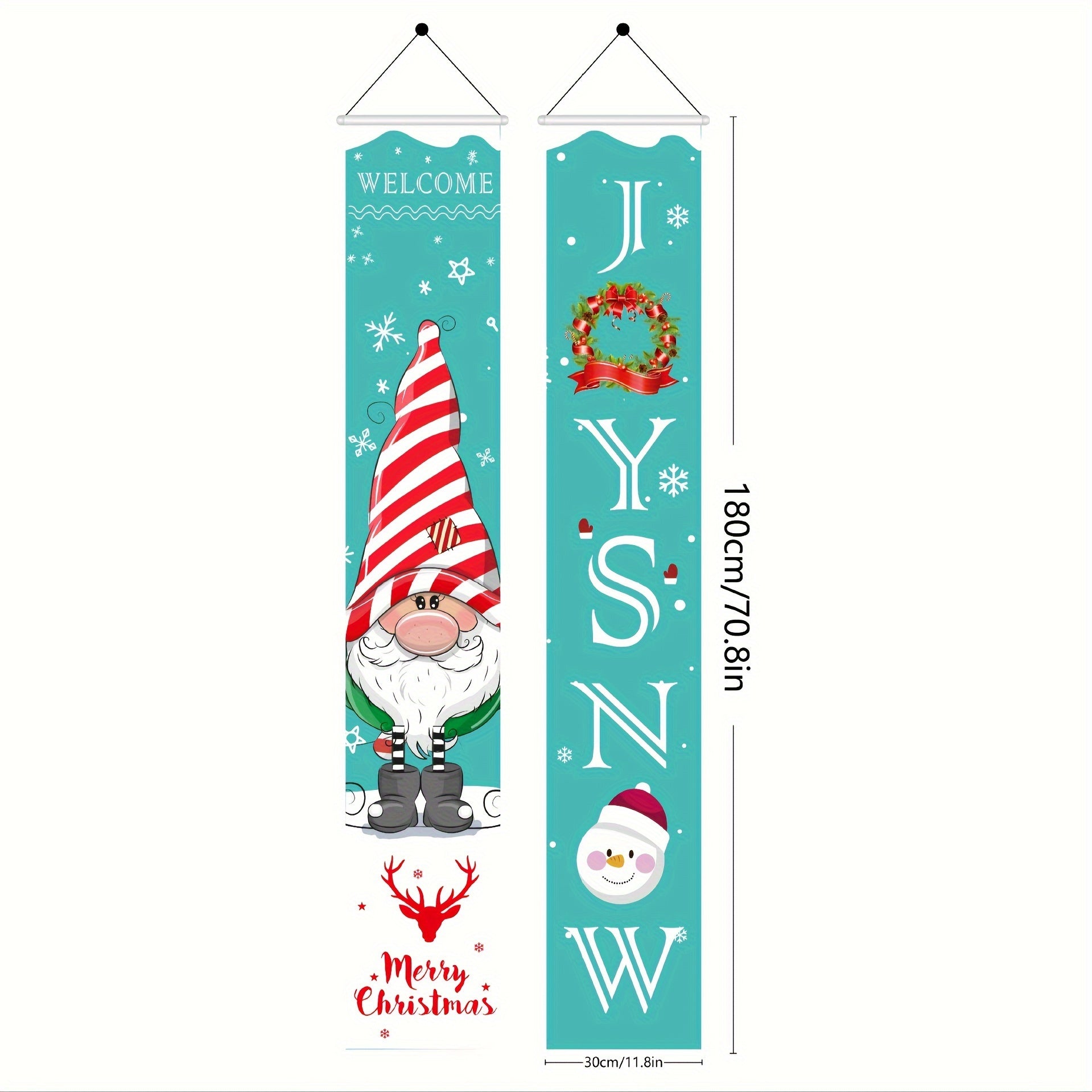 2pcs Christmas Porch Signs Merry Christmas Hanging Banners Holiday Home Decor