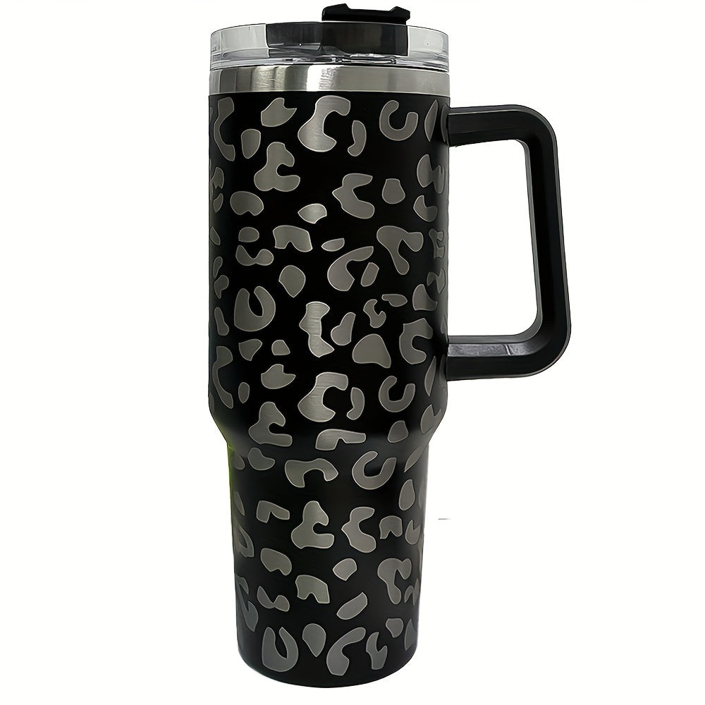 1200ml Insulated Stainless Steel Cup with Handle & Straw