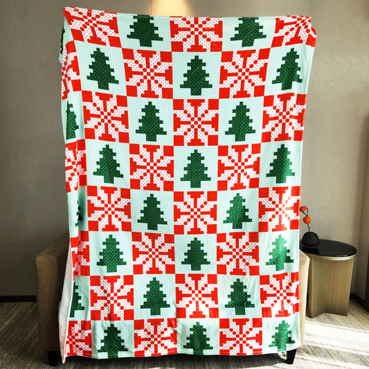 Cozy Christmas Pattern Blanket for Camping & Home Use