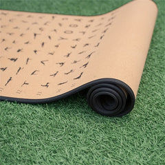 Non Slip Cork Yoga Mat with Yoga Posture Print