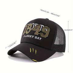 Breathable Baseball Cap Lucky Embroidered 1849 Patched Sun Hat