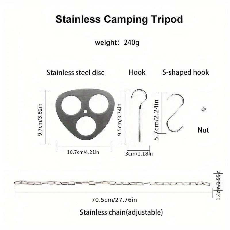 Stainless Steel Camping Tripod Board with Chain for Picnic Tripod Grill