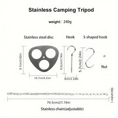 Stainless Steel Camping Tripod Board with Chain for Picnic Tripod Grill