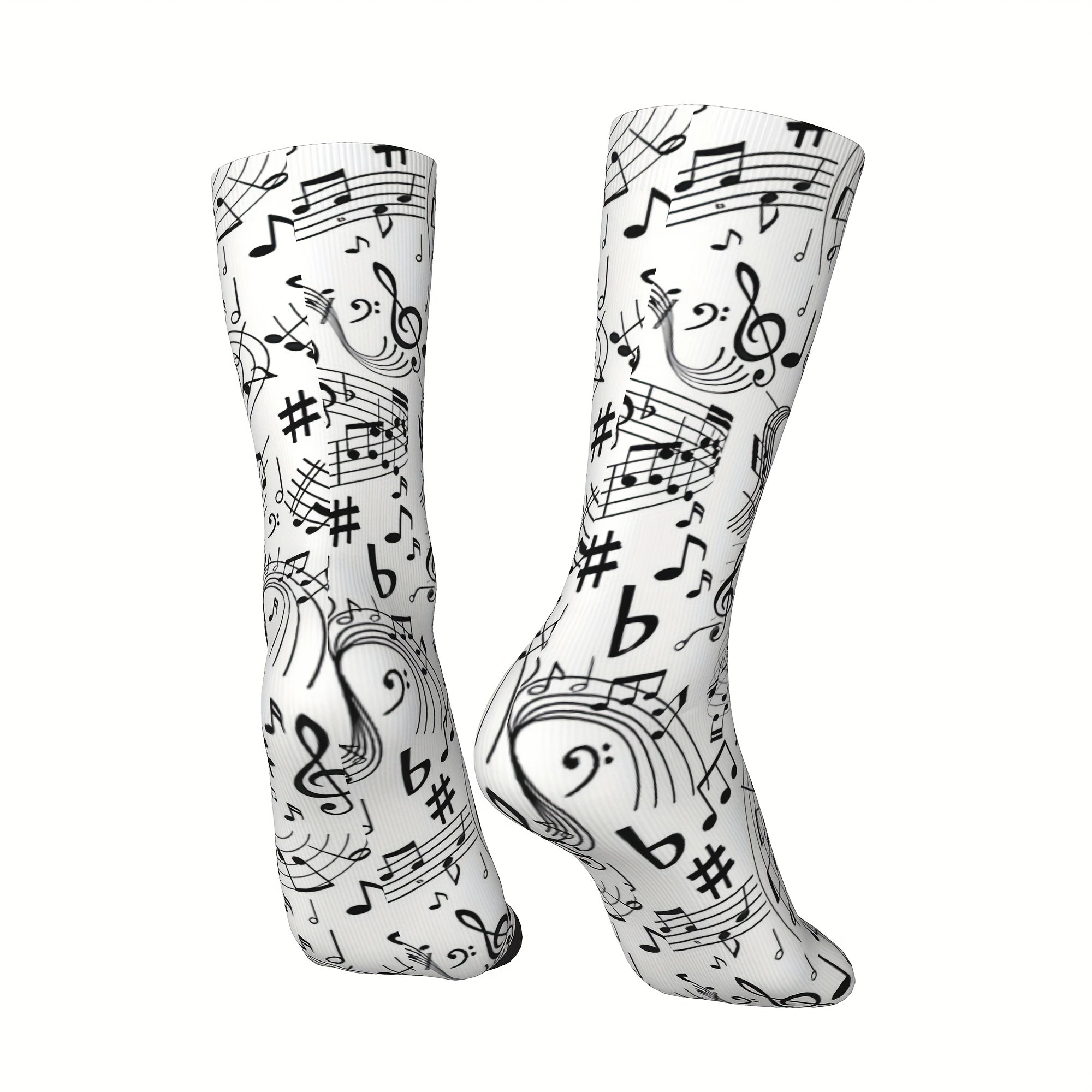 Music Notes Vintage Socks Street Novelty Crew Socks Hip Hop Socks