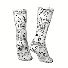 Music Notes Vintage Socks Street Novelty Crew Socks Hip Hop Socks
