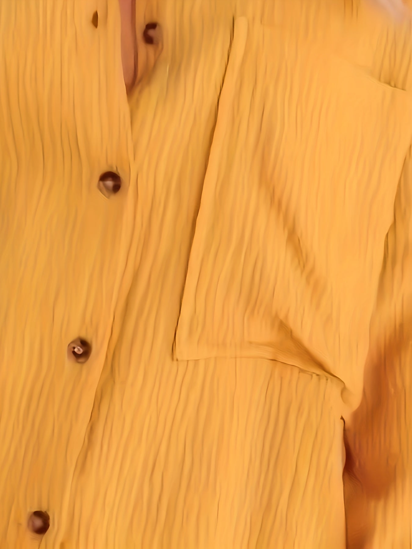 Solid Textured Drop Shoulder Long Sleeve Button Up Blouse