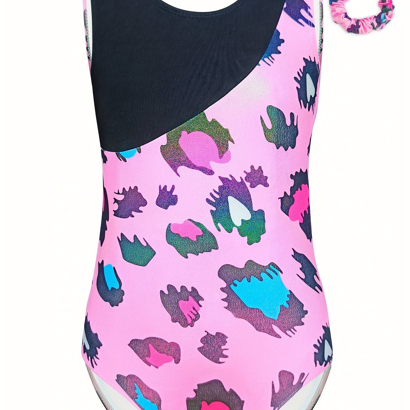 Leopard Print Sleeveless Gymnastics Suit for Girls