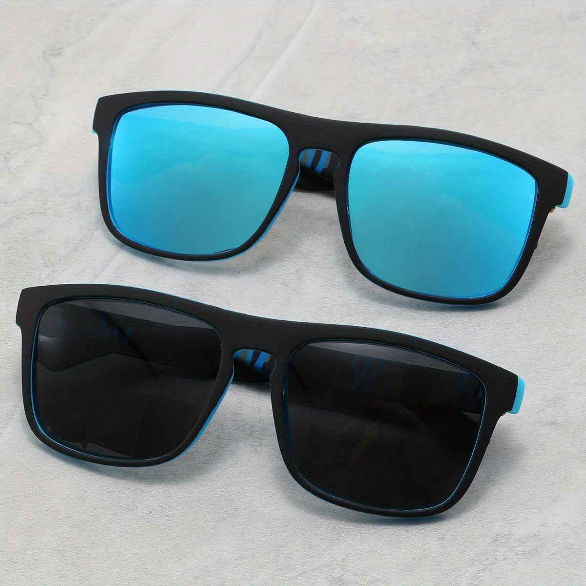 2pcs Men's Casual Square Frame Sunglasses UV Protection