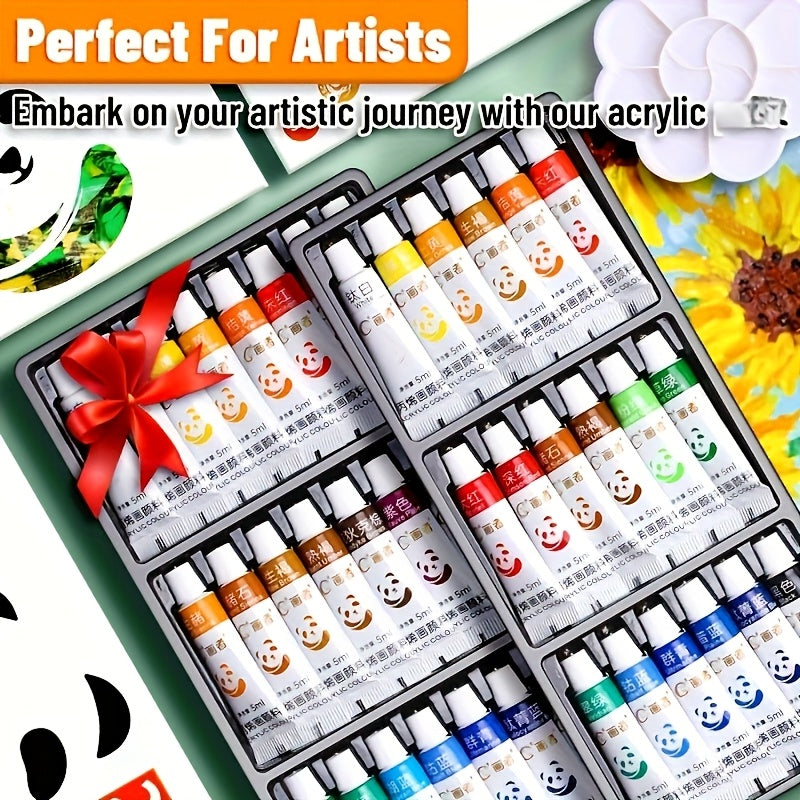 Acrylic Paint Set with Brushes, Paper, Palette & Pigment for Various Surfaces