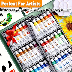 Acrylic Paint Set with Brushes, Paper, Palette & Pigment for Various Surfaces
