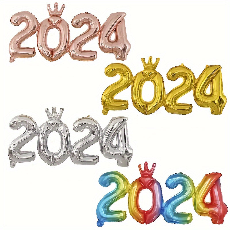 1pc Crown Number Balloon Colorful Aluminum Film Giant Decorative Balloon
